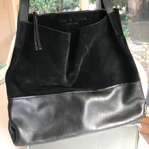 rag & bone Black Suede and Leather Tote